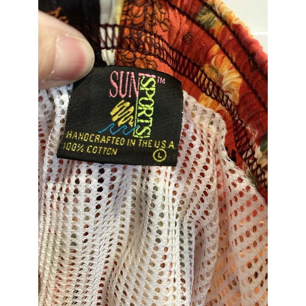 Vintage 1990s SunSports Hawaii‎ Men's Large Swim Trunks Coffee Theme Shorts USA